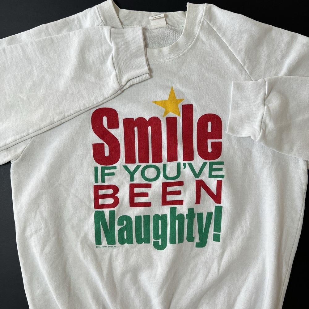 Hallmark Christmas Parody Crewneck Sweatshirt Smile You've Been Naughty Womens L